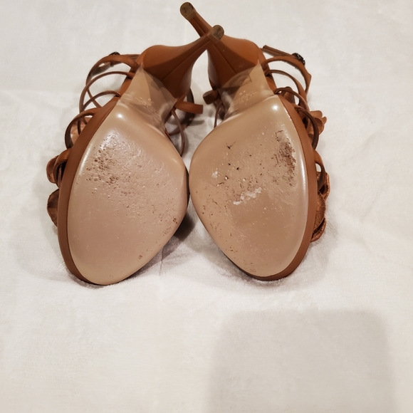 Valentino Garavani Tan Leather High-heeled Sandals - Picture 9 of 10